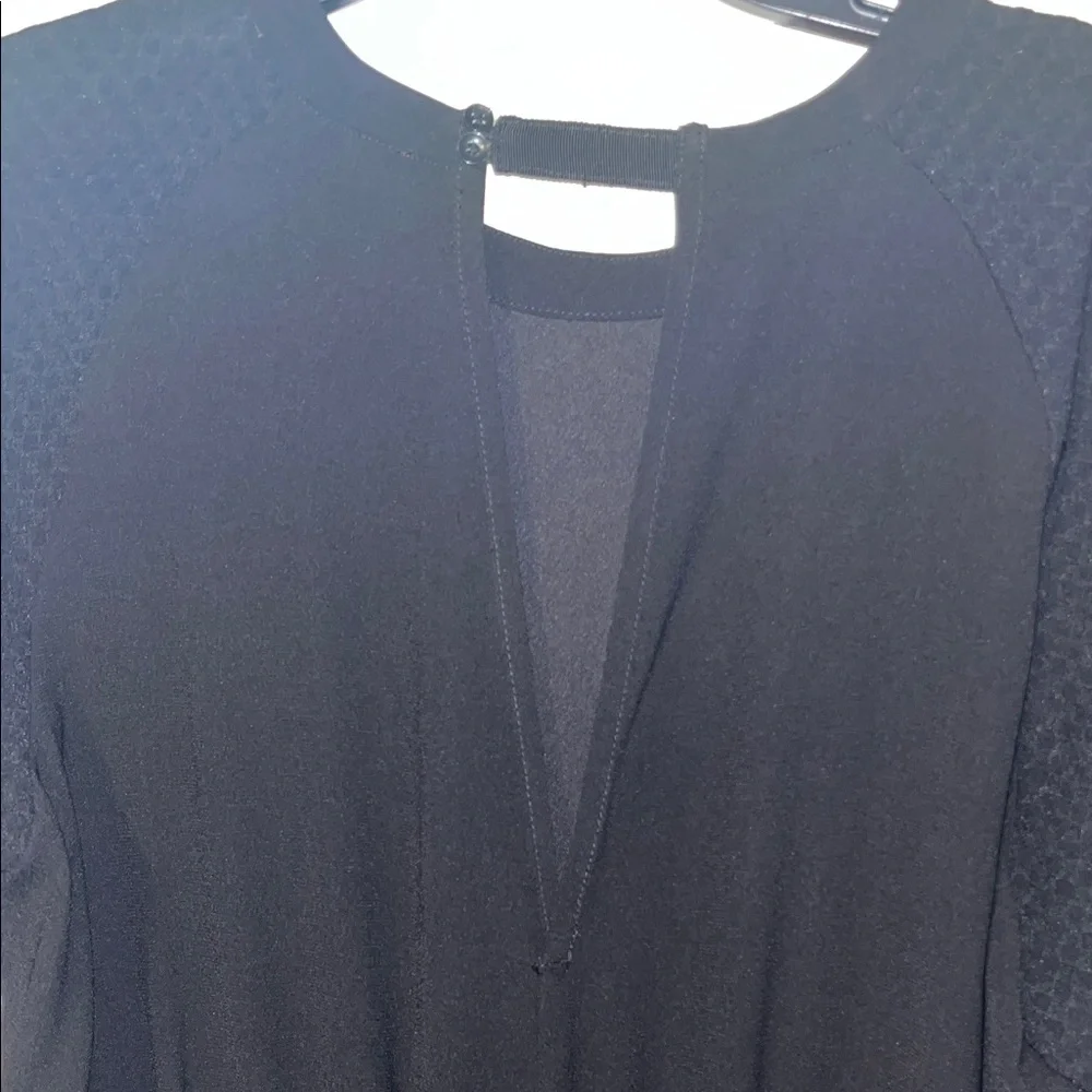 Anthropologie Black Textured Short Sleeve Dress - Picture 7 of 9